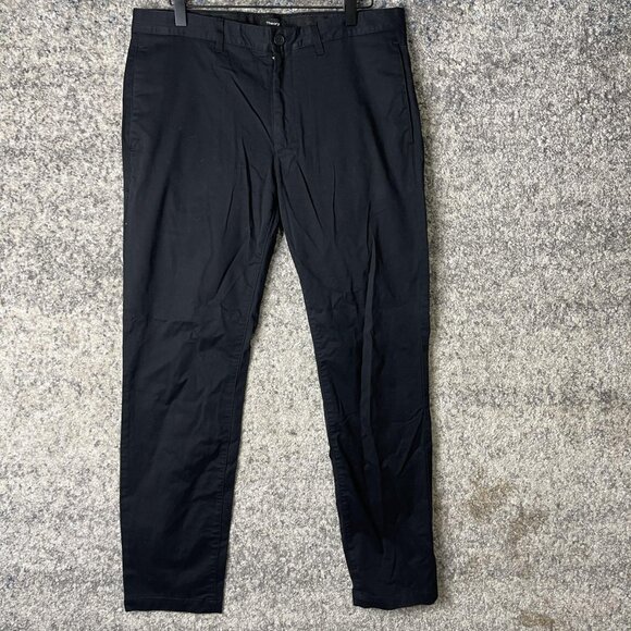 Theory Pants Mens 32 Black Chino Dress Casual Flat Front Slim Tapered Office - Picture 1 of 7